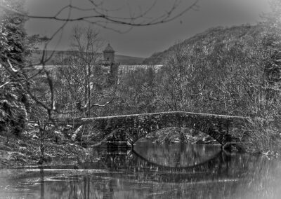 black & white photo of Penygarreg dam